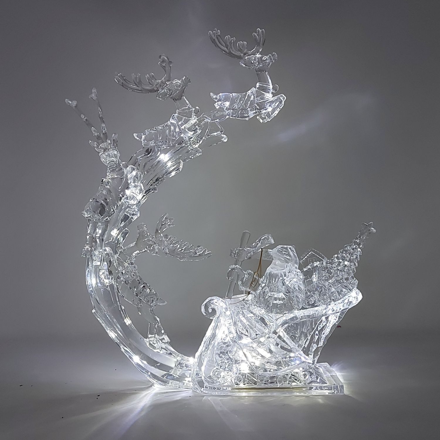 formano Dekofigur Winterzeit, Höhe: 34cm, Farbe: Transparent, Motiv: Weihnachtsmann mit Schlitten