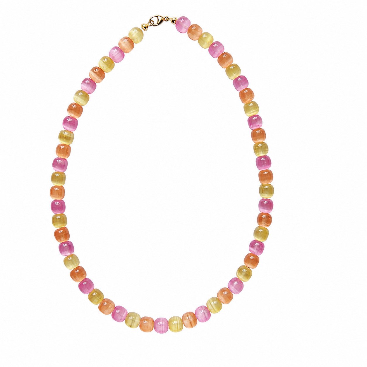 Sogni d'oro Collier "Apricot Brise" mit Selenith in pink, orange und gelb, Silber 925 (vergoldet)