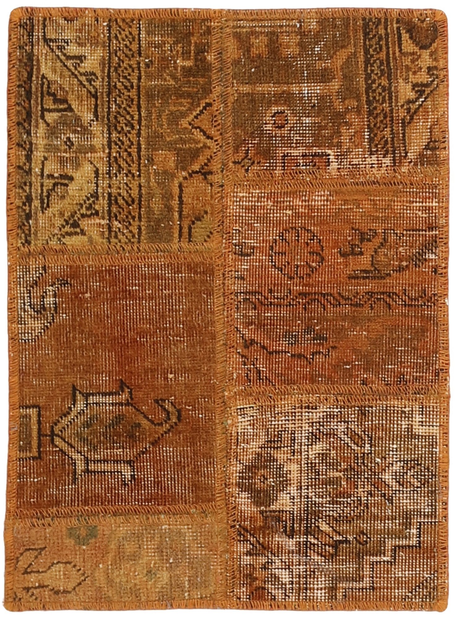 Wohnando Teppich MY-RUG Vintage Patch Work Floral & Ornamentiert 60x40cm, Rechteckig, Höhe: 10 mm, Handgeknüpfter Teppich,Handgesponnene Wolle, mit Naturfarben gegärbt