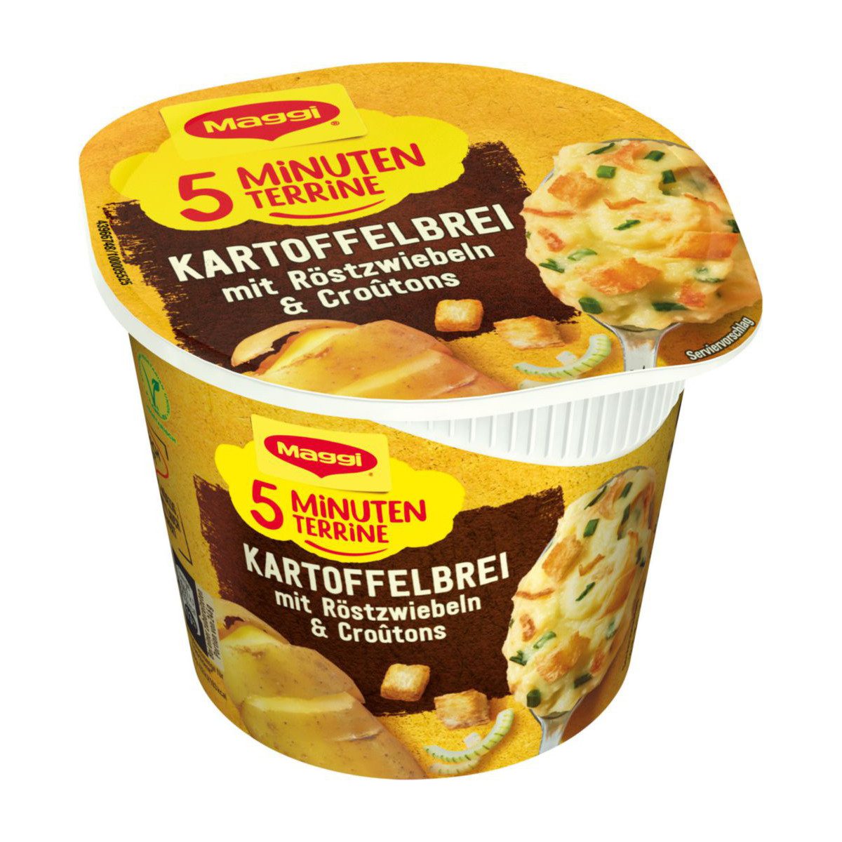 MAGGI Fertiggericht, Maggi 5 Minuten Terrine Kartoffelbrei mit Röstzwiebeln Croutons 59g