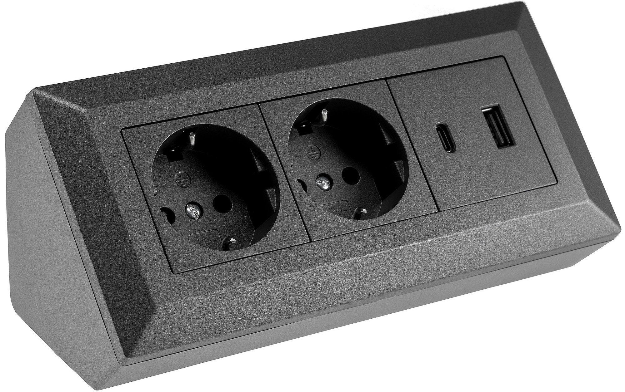 2-fach Steckdosenblock, USB-A+C, anthrazit Mehrfachsteckdose