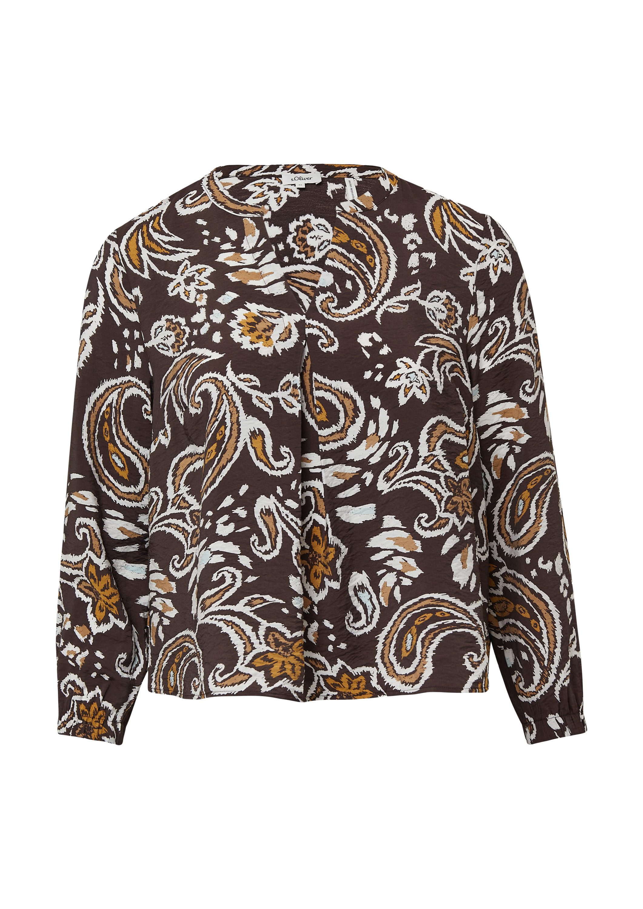 s.Oliver Langarmbluse Bluse Strukturierte Viskosemix-Bluse mit All-over-Pri günstig online kaufen