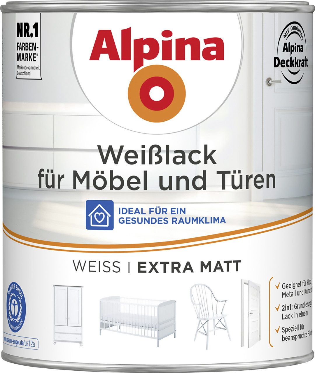 Alpina Weißlack Alpina Weißlack für Möbel & Türen 750 ml weiß