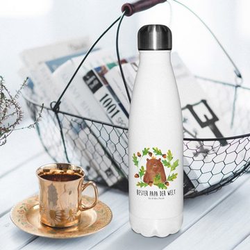 Mr. & Mrs. Panda Thermoflasche Bär König - Weiß - Geschenk, Thermoflasche, Thermos, bester Papa, Dad, Motivierende Sprüche