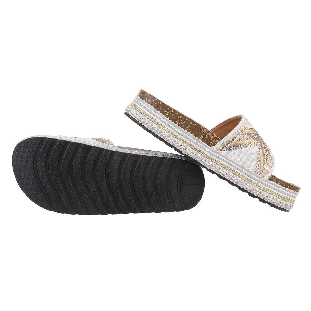 Ital-Design Bequeme Sommersandalen für stilbewusste Frauen Plateausandaletten (85698120) Flach Pantoletten in Weiß