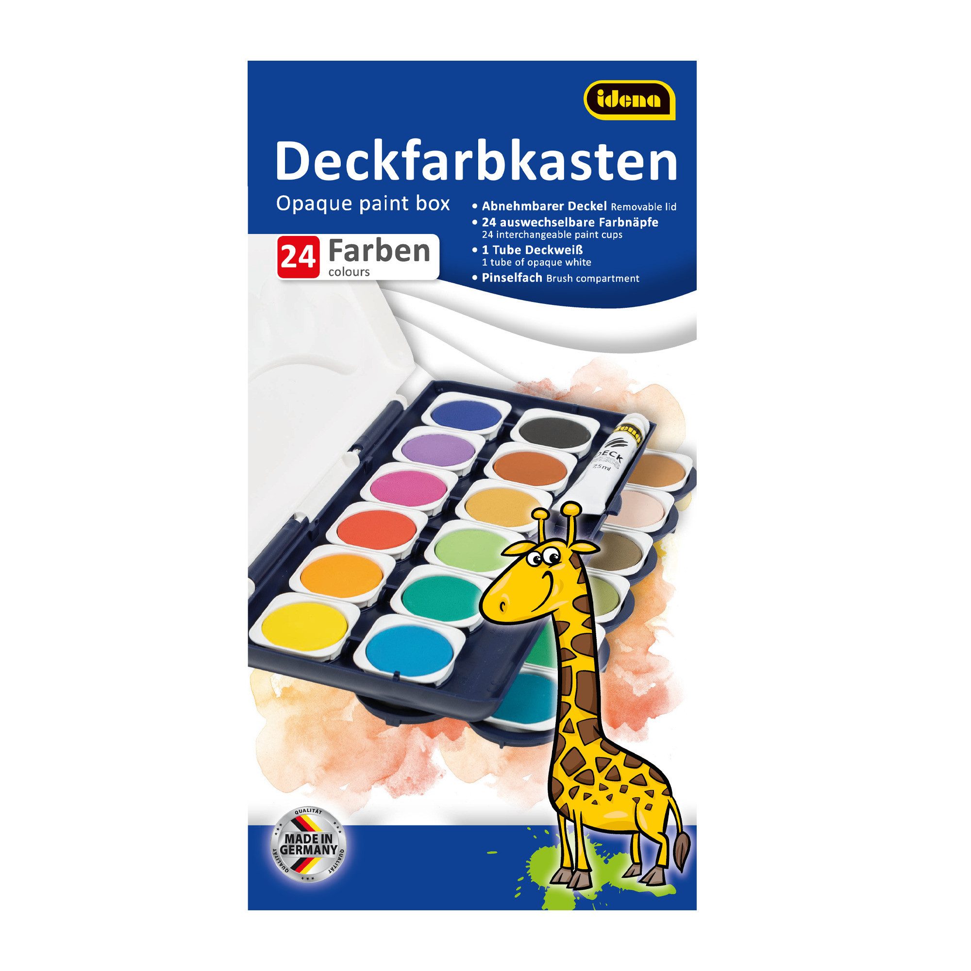 Idena Farbkasten Idena Set Deckfarbkasten 24 Farben und Deckweiß & Schulmalpinsel 10 – Bild 3 von 5