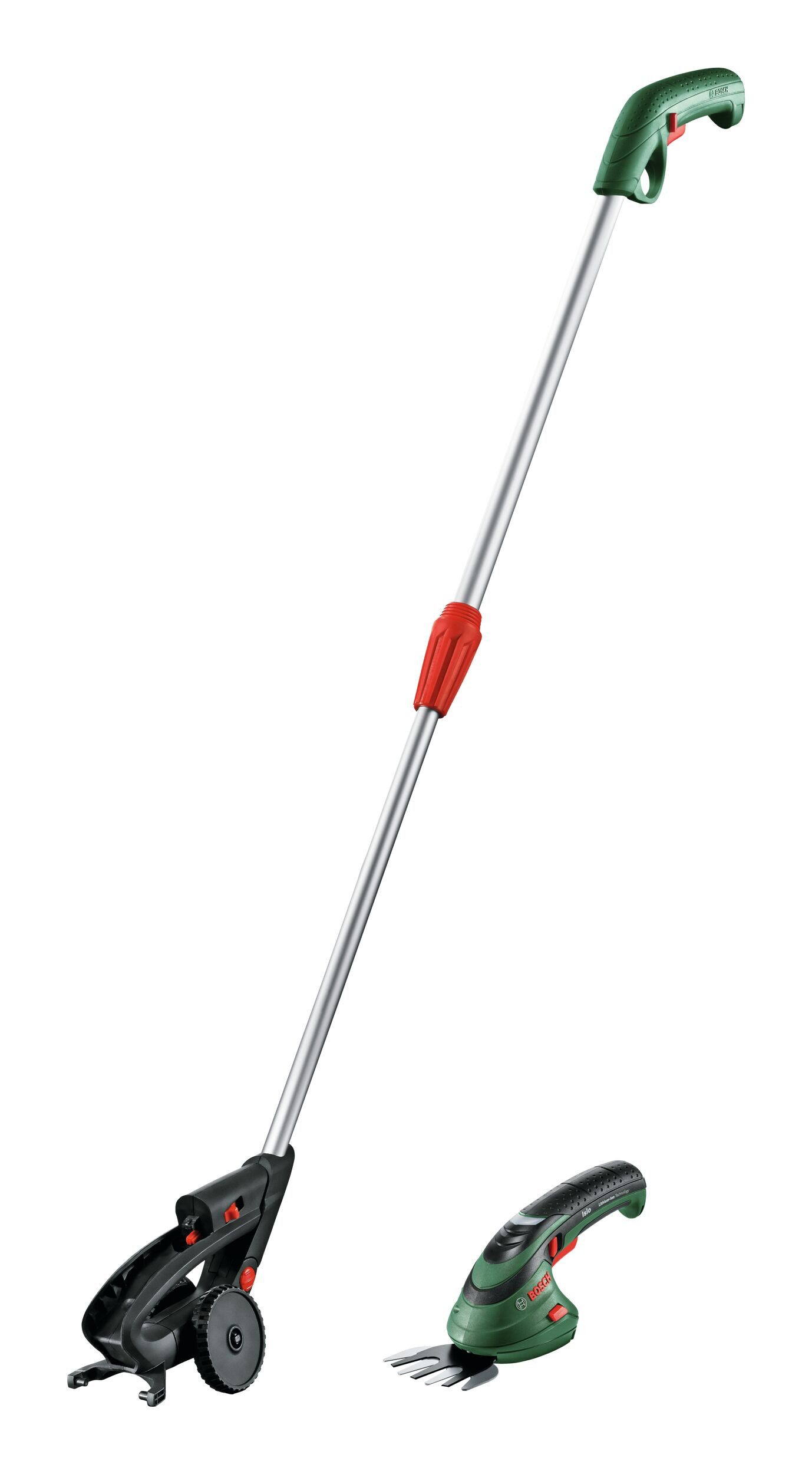 BOSCH Akku-Strauchschere Isio, Gras- und Strauchschere Ohne Akku mit Teleskopstiel - im Karton