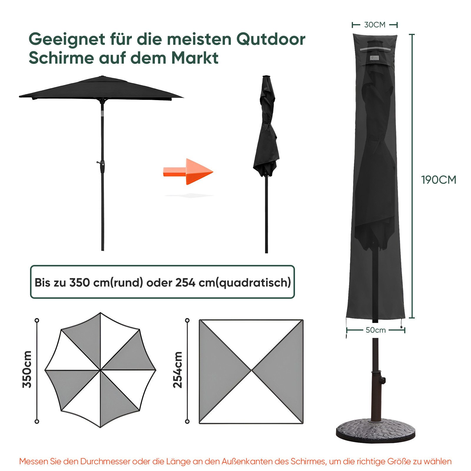 Sekey Sonnenschirm-Schutzhülle für Sonnenschirm bis Ø350cm günstig online kaufen