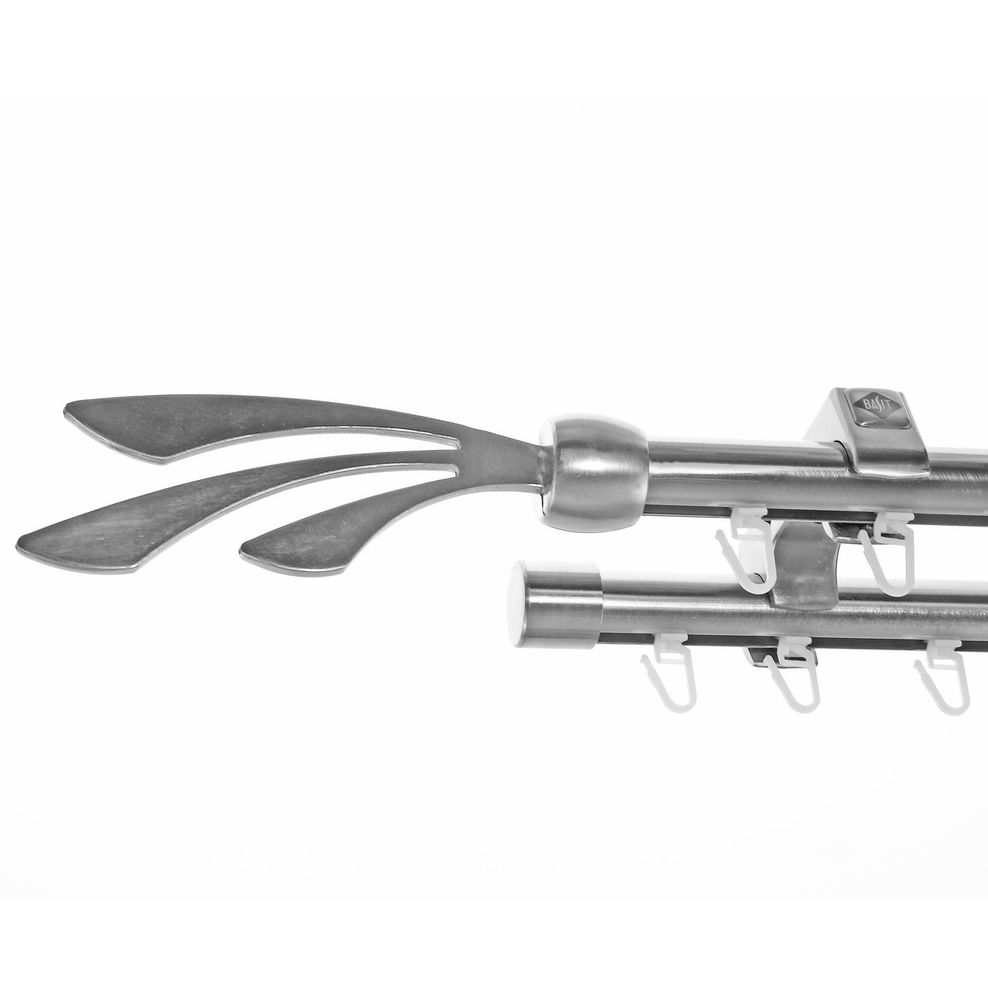 BASIT Gardinenstange Innenlauf Edelstahloptik 20mm mit Deckenträgern 140 cm E84, Ø 20 mm, 2-läufig, verschraubt, Aluminium, D60II 140 cm E84 Schweif