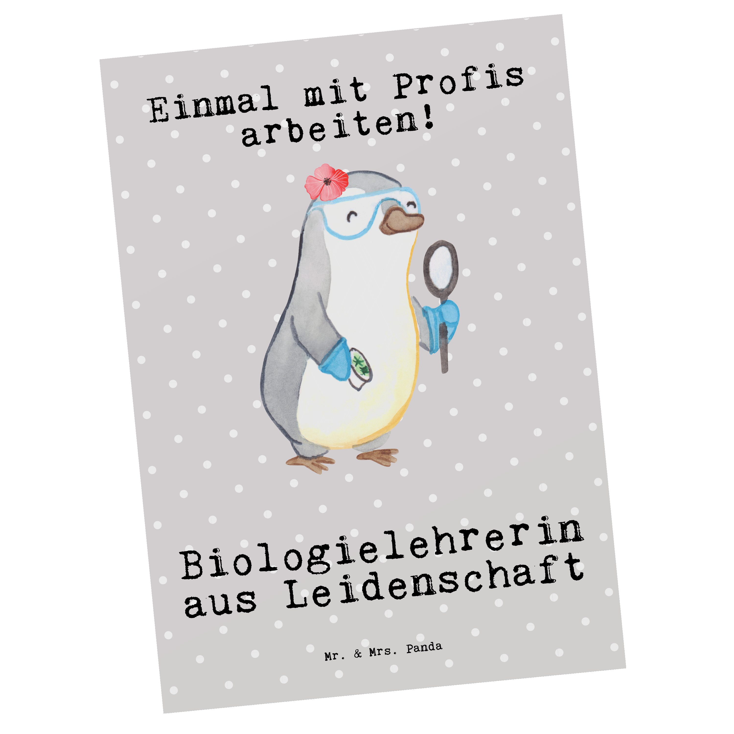 Mr. & Biologielehrerin Pastell Panda - Mrs. aus Arbeitsk Postkarte - Leidenschaft Geschenk, Grau