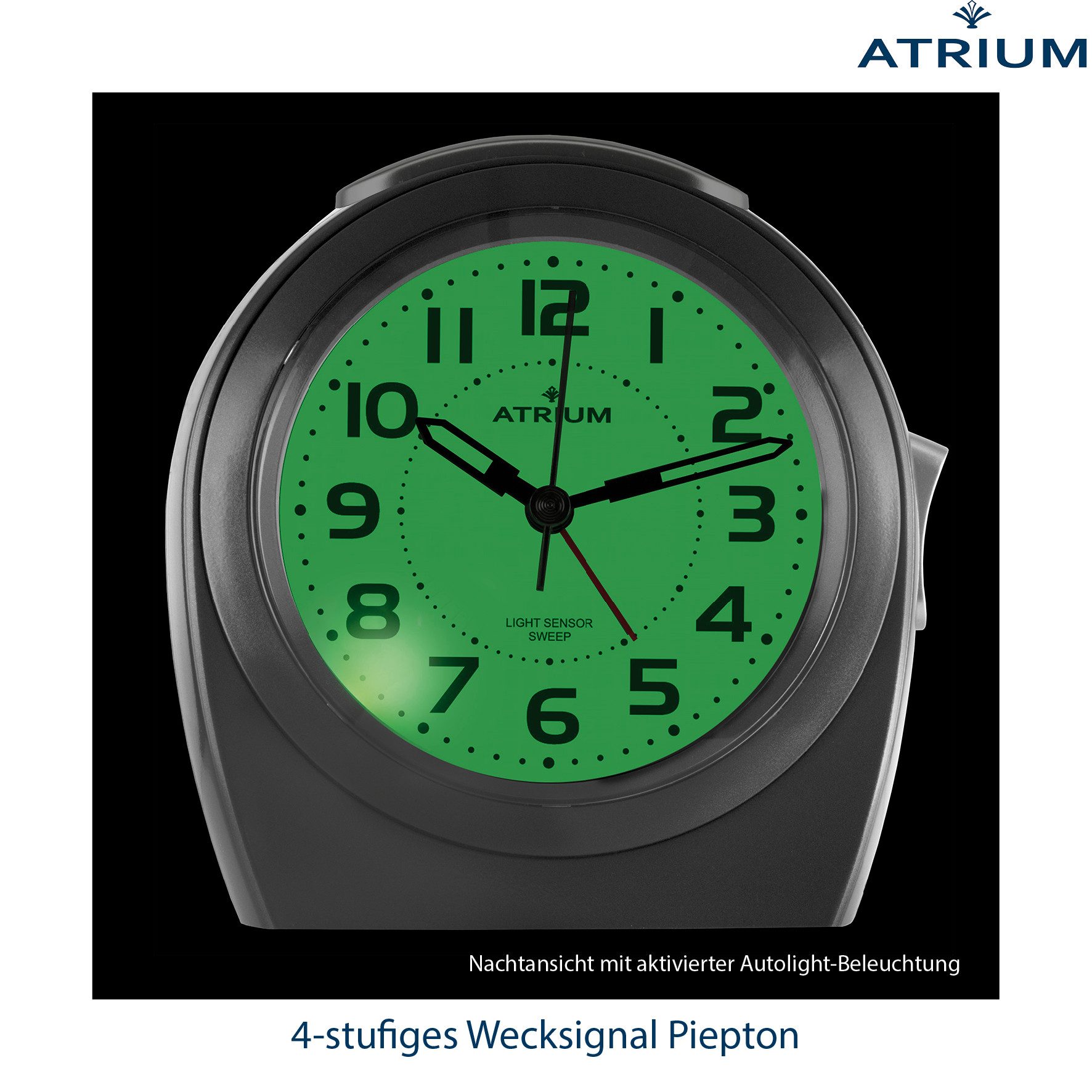 Atrium Quarzwecker A451 Analog Quarz ohne Ticken Licht Nachtbeleuchtung Snooze Senioren – Bild 4 von 4