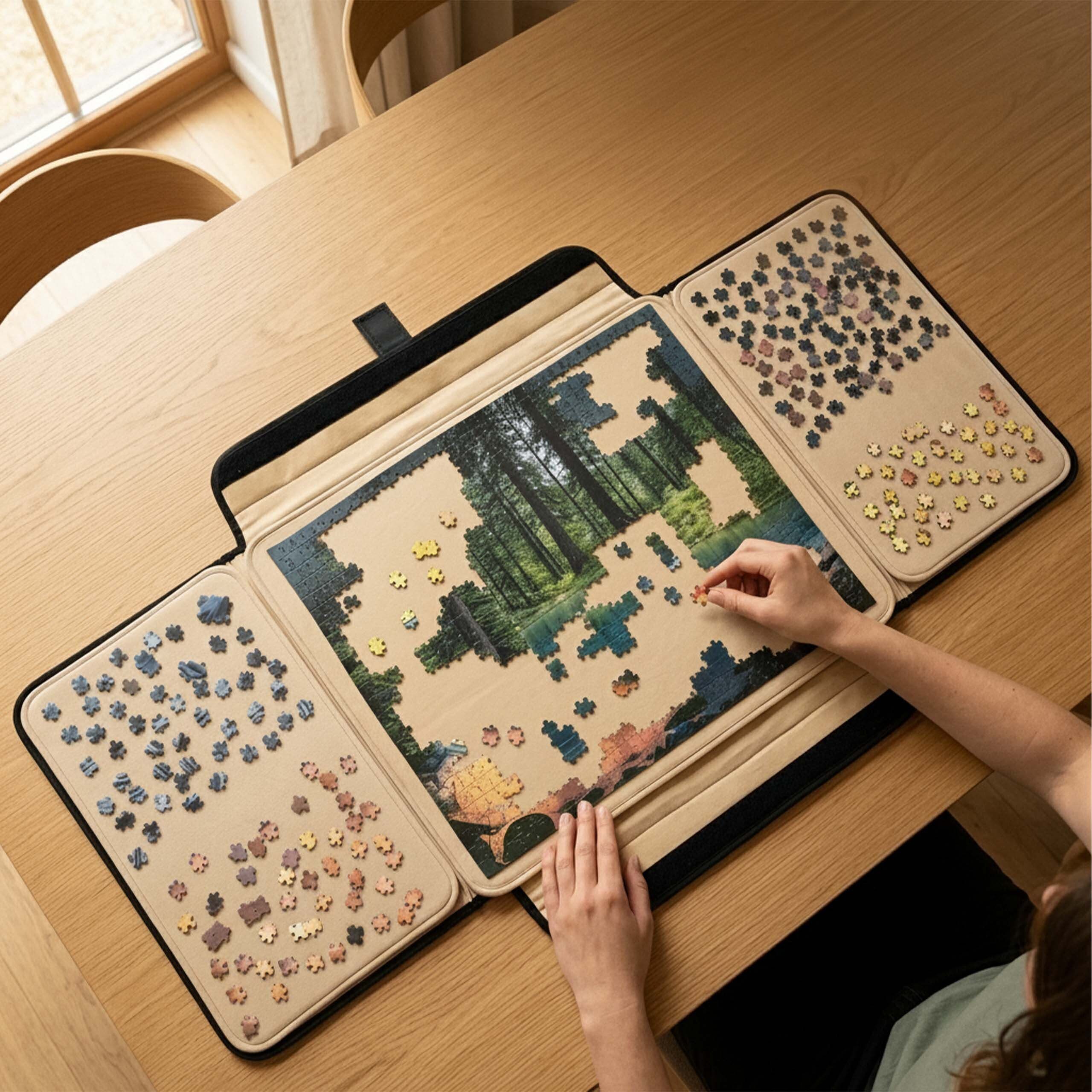 relaxdays Puzzle-Tasche Puzzlekoffer mit Tragegriff, L