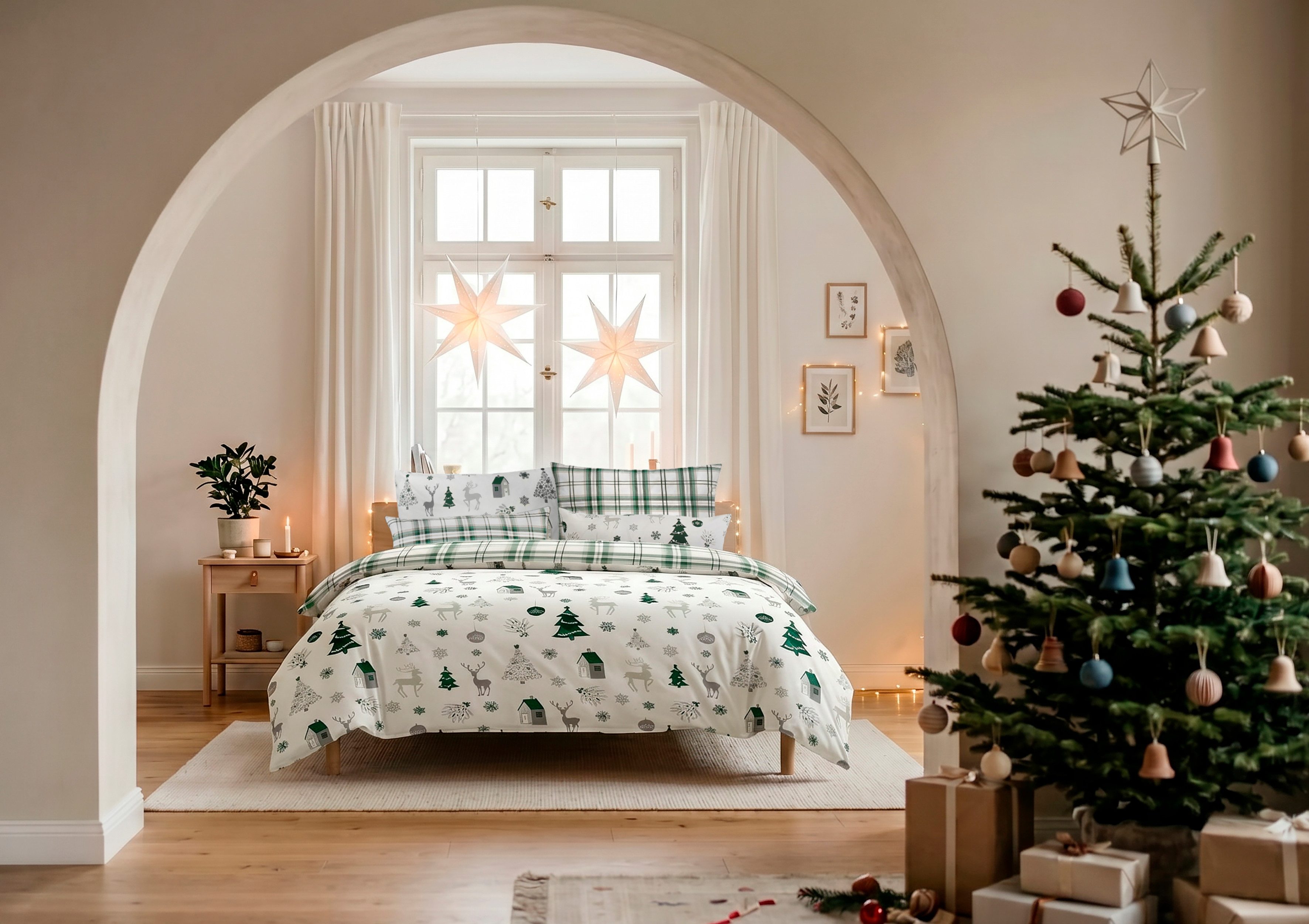 OTTO home Bettwäsche Mikkel, Linon, 2 teilig, Bettwäsche ab Gr. 135x200 cm,100% Baumwolle, Weihnachten