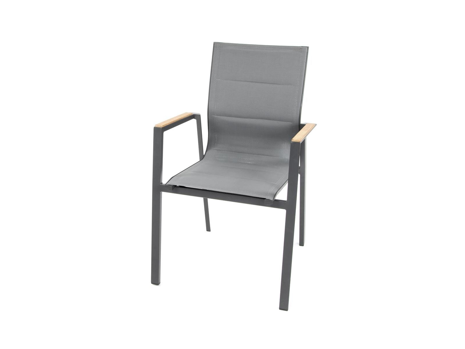 bellavista - Home&Garden® Gartenstuhl Garten-Stapelstuhl Newport 2er-Set Aluminium mit Teakholz-Armlehnen (Set, 2 St), Aluminium, stapelbar, wetterfest - Garten, Terrasse, Balkon & Outdoor