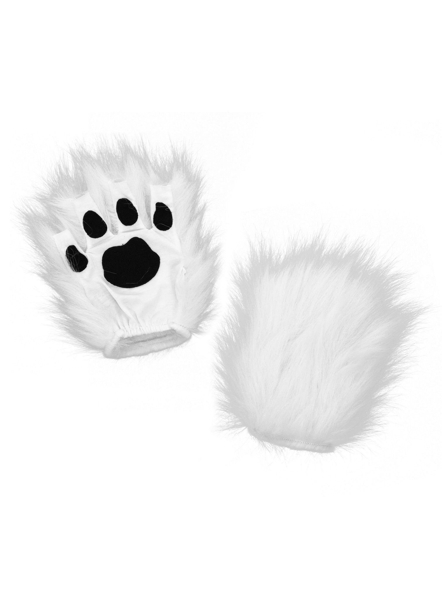 Elope Kostüm Fingerlose Tatzen weiß, Kuschelige Fellhandschuhe im Pfoten-Look