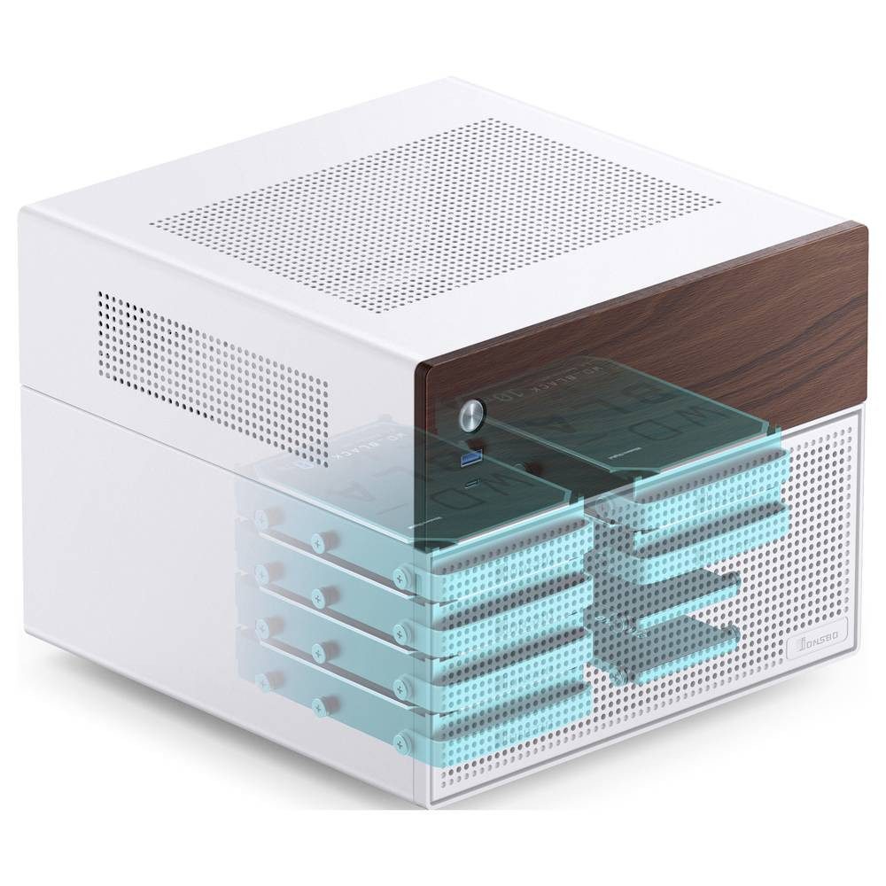 Jonsbo PC-Gehäuse N4 Micro-ATX-Gehäuse für DIY NAS, Micro-ATX N4 WHITE