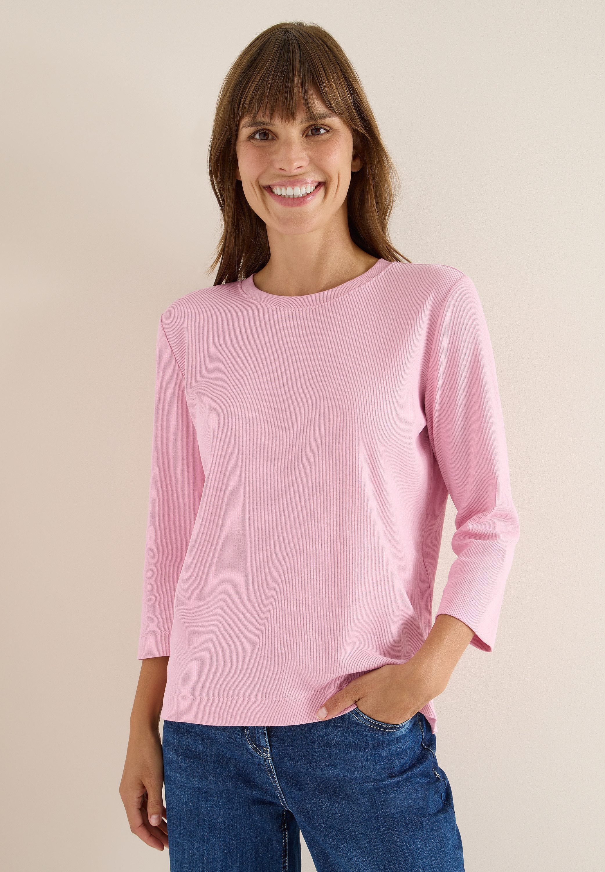 CECIL Rundhalsshirt aus Baumwolle mit Stretchante günstig online kaufen