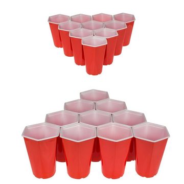 ReWu Spiel, Trinkspiel, Hexagon Beer Pong, mit 15 Bällen & 22 Trinkbecher