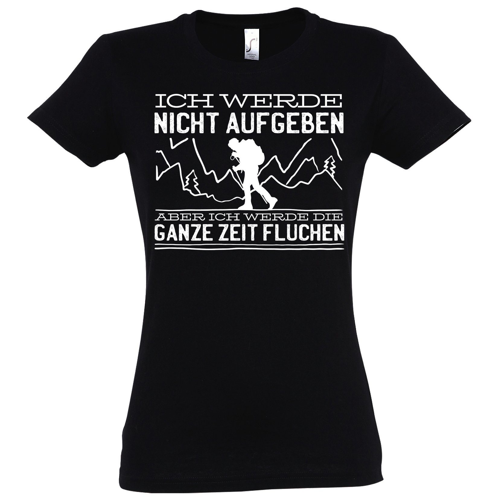 Frontprint Nicht trendigem Wandern Youth mit Aufgeben T-Shirt Schwarz Designz Damen T-Shirt