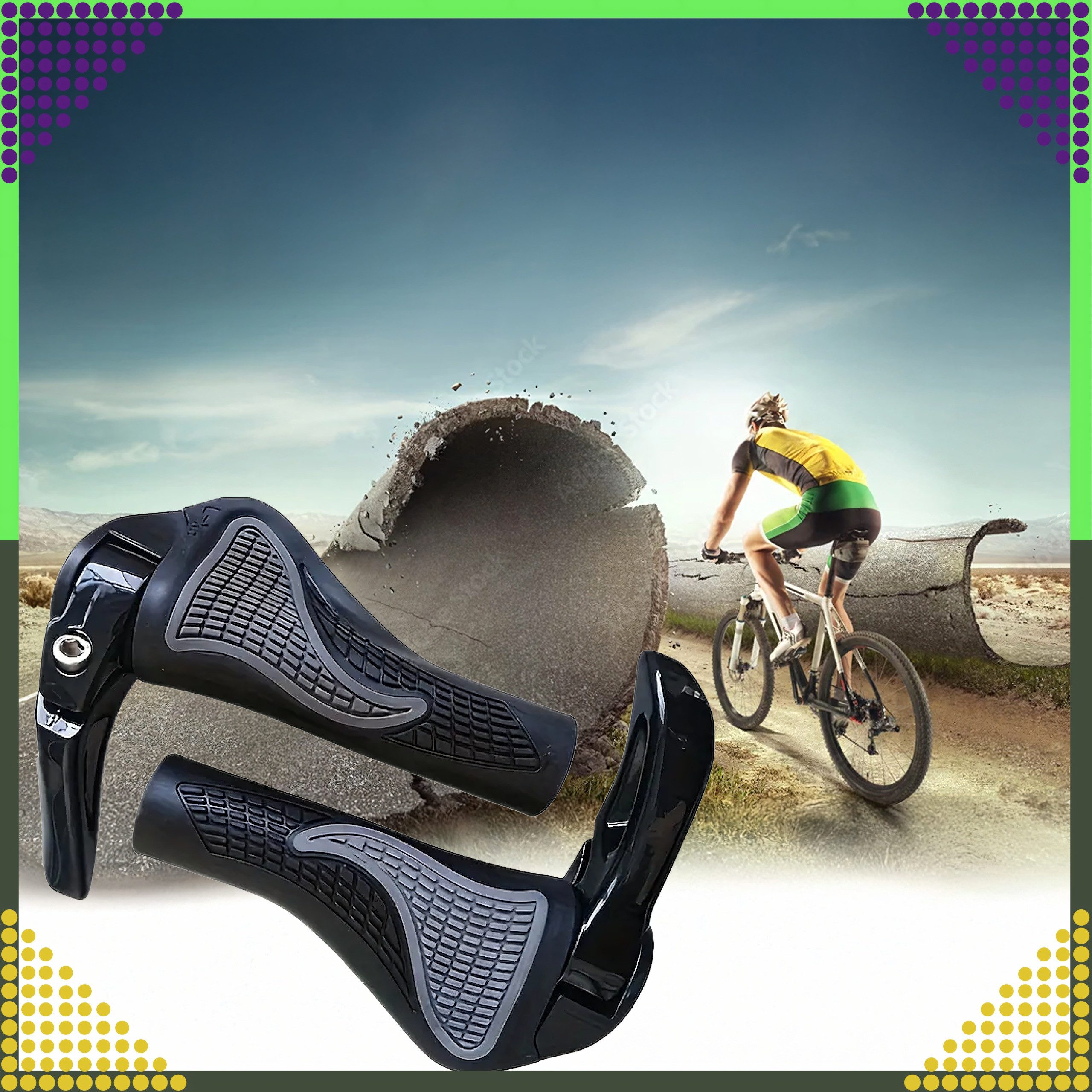 Realb2b Fahrradlenkergriff Fahrradgriffe mit Ecken ergonomisch rutschfest Aluminium MTB 2-teilig (Lenkergriff-Set für MTB, Trekking und E-Bike aus Gummi und Alu – Bild 5 von 5