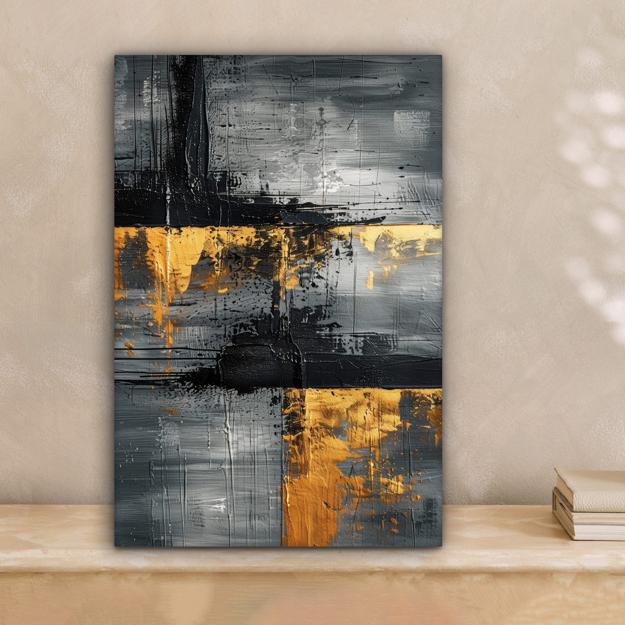 OneMillionCanvasses® Leinwandbild Modern - Gold - Grau - Gemustert, Fotodru günstig online kaufen