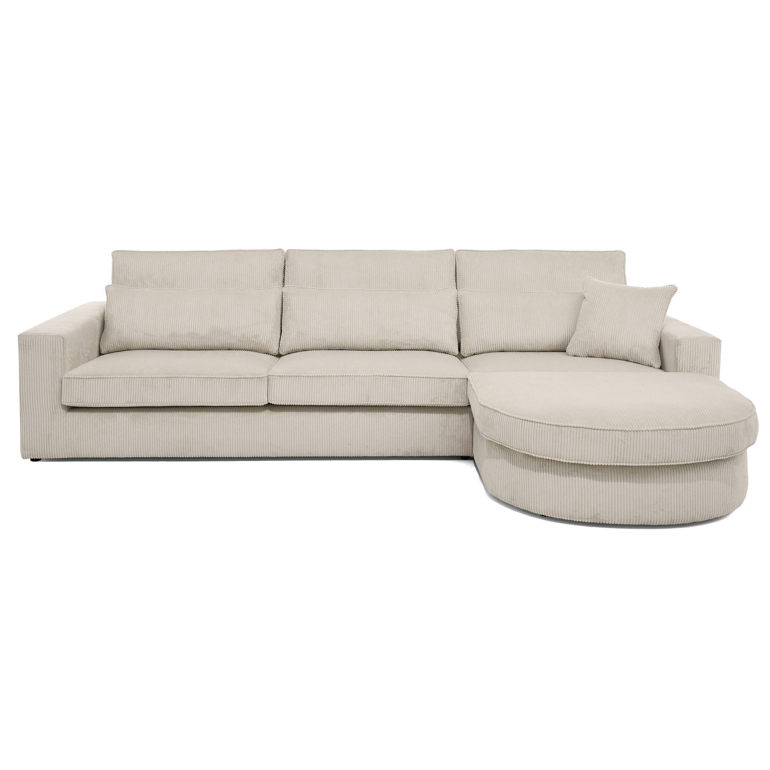 Beautysofa Ecksofa Pablo mit abgerundeter Ottoman, Polsterecke im modernen Design, viele Farben, mit Kissen
