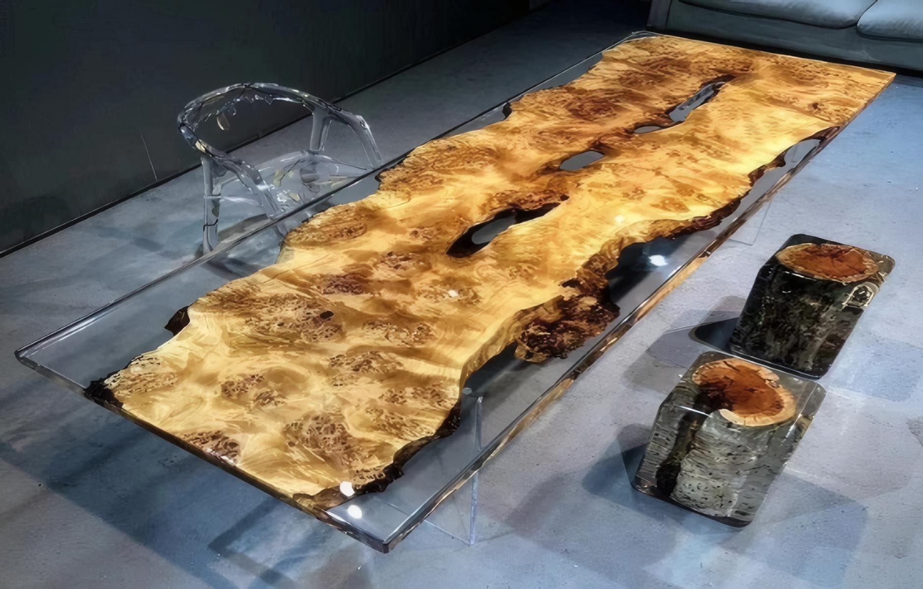 JVmoebel Esstisch JVMoebel Epoxidtisch transparent in elegantem Braunton (Packung, Tisch)