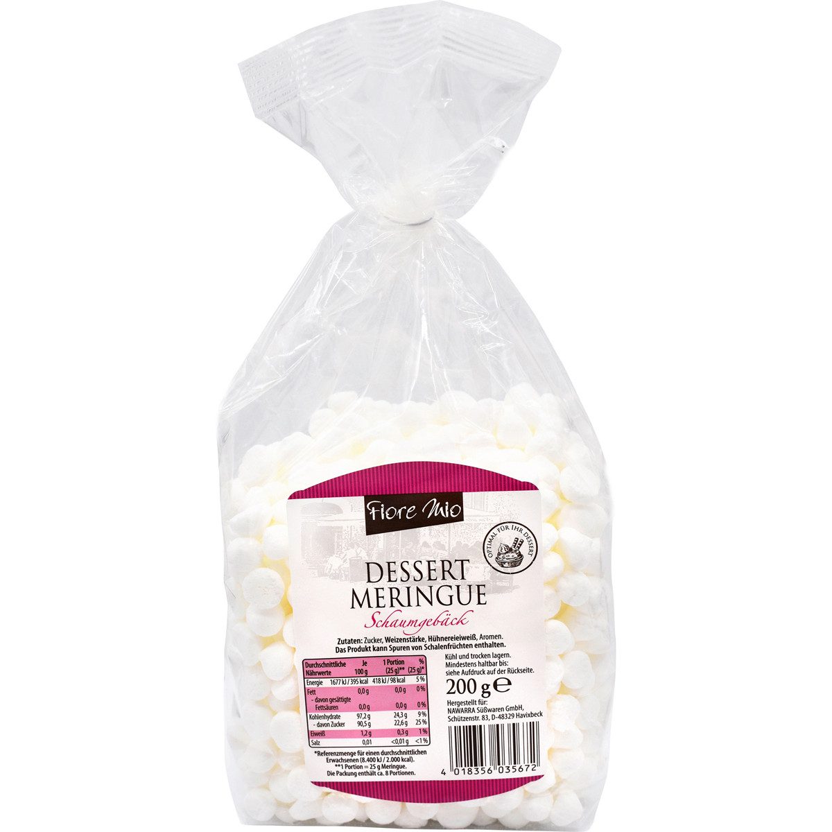 NAWARRA Süßigkeit, Fiore Mio Dessert Meringue Classic Mini Schaumgebäck Tropfen 200g