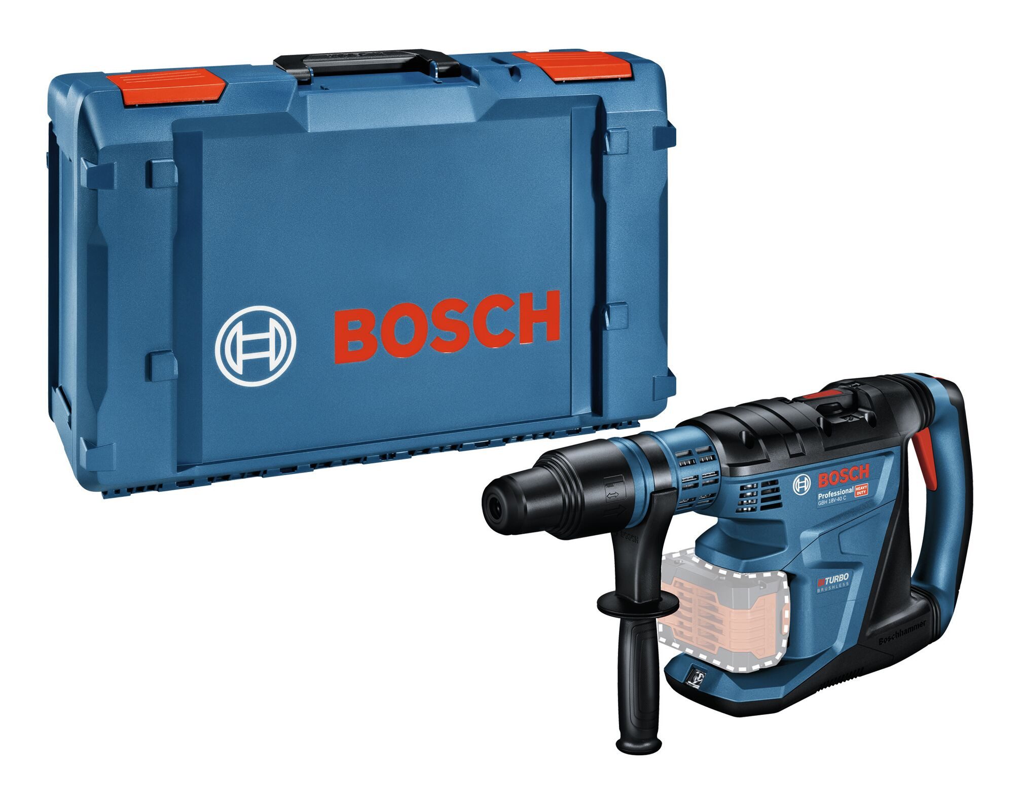 BOSCH Akku-Kombibohrhammer GBH 18V-40 C, 18 V, max. 360 U/min, Bohrhammer BITURBO mit SDS max Ohne Akku - im XL-BOXX