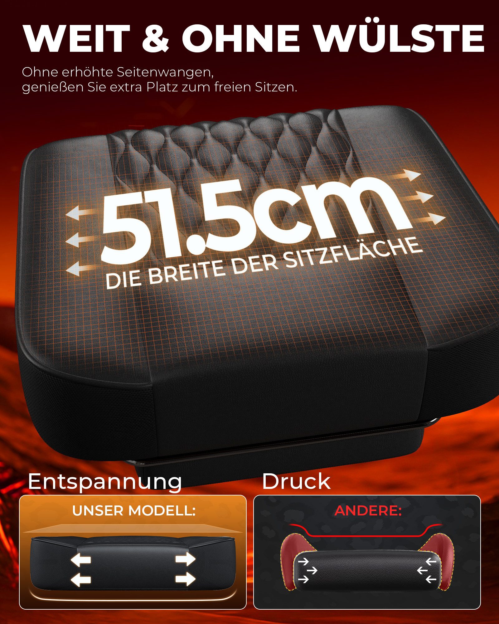 GTPLAYER Gaming-Stuhl Bürostuhl, Ergonomischer Pc Stuhl, Höhenverstellbarer Drehstuhl, mit Synchronmechanik und extradicker Sitzfläche
