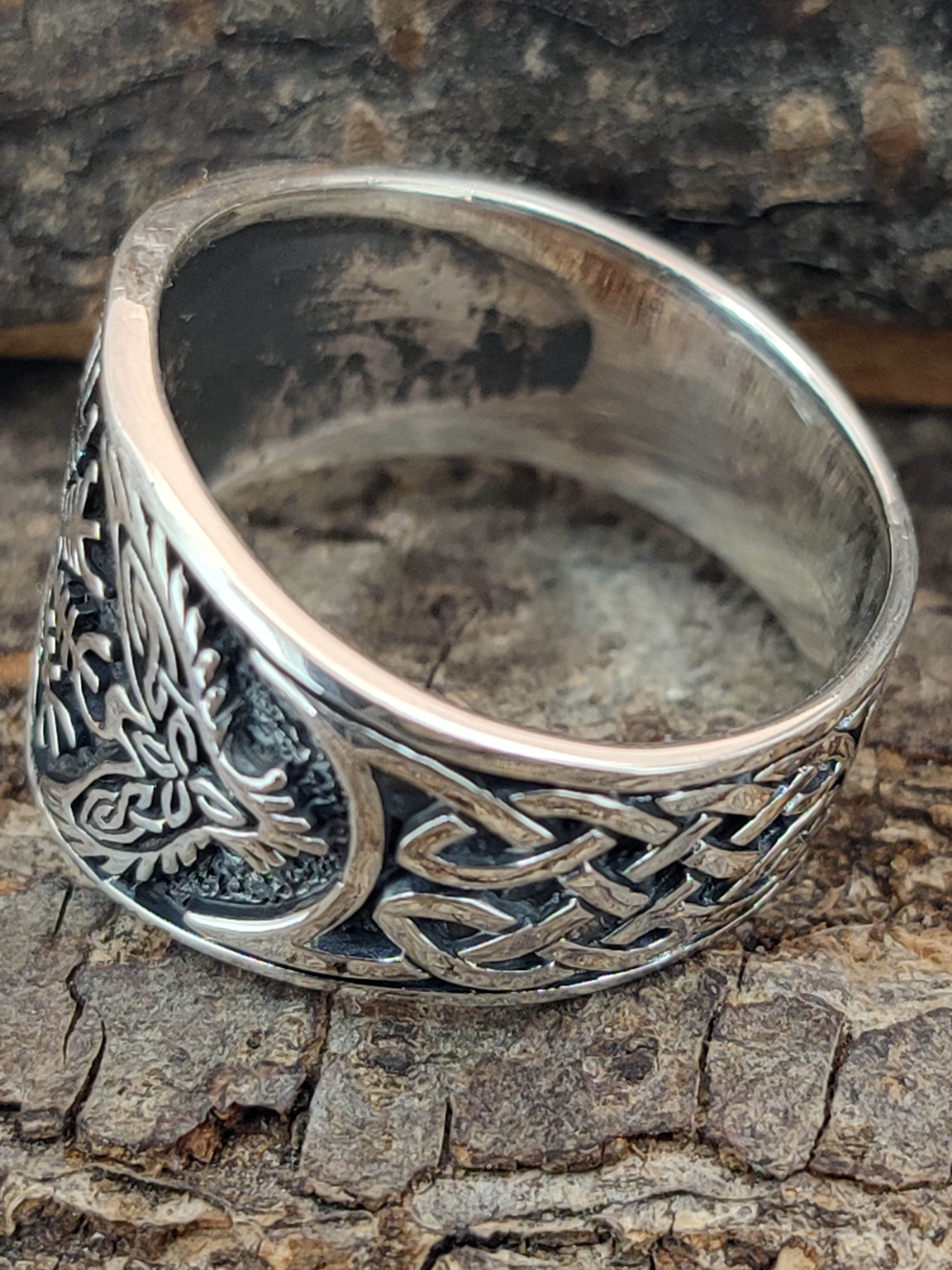 Kiss of Leather Silberring Ring Gr. Helm Fingerring Raben der 52-74 Ehrfurcht Knoten