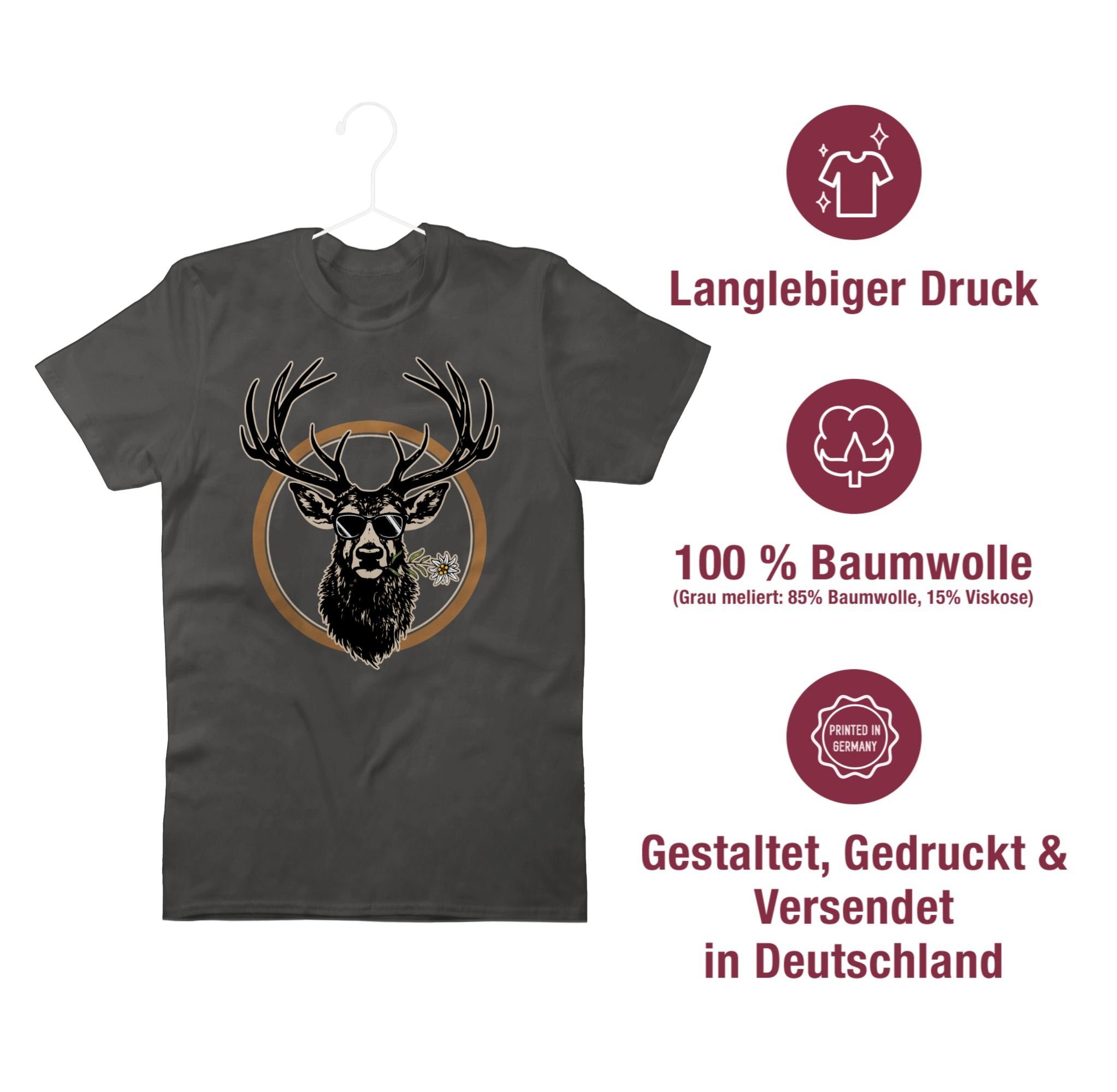 Shirtracer T-Shirt Cooler Hirsch Hirschgeweih Jäger Mode für Oktoberfest Herren – Bild 4 von 5