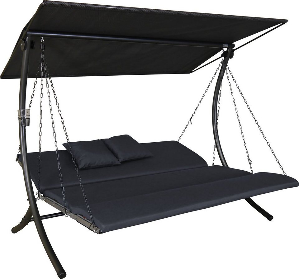 Angerer Freizeitmöbel Hollywoodschaukel Luxus Zip anthrazit, 3-Sitzer,  Bettfunktion, BxTxH: 210x145x160 cm