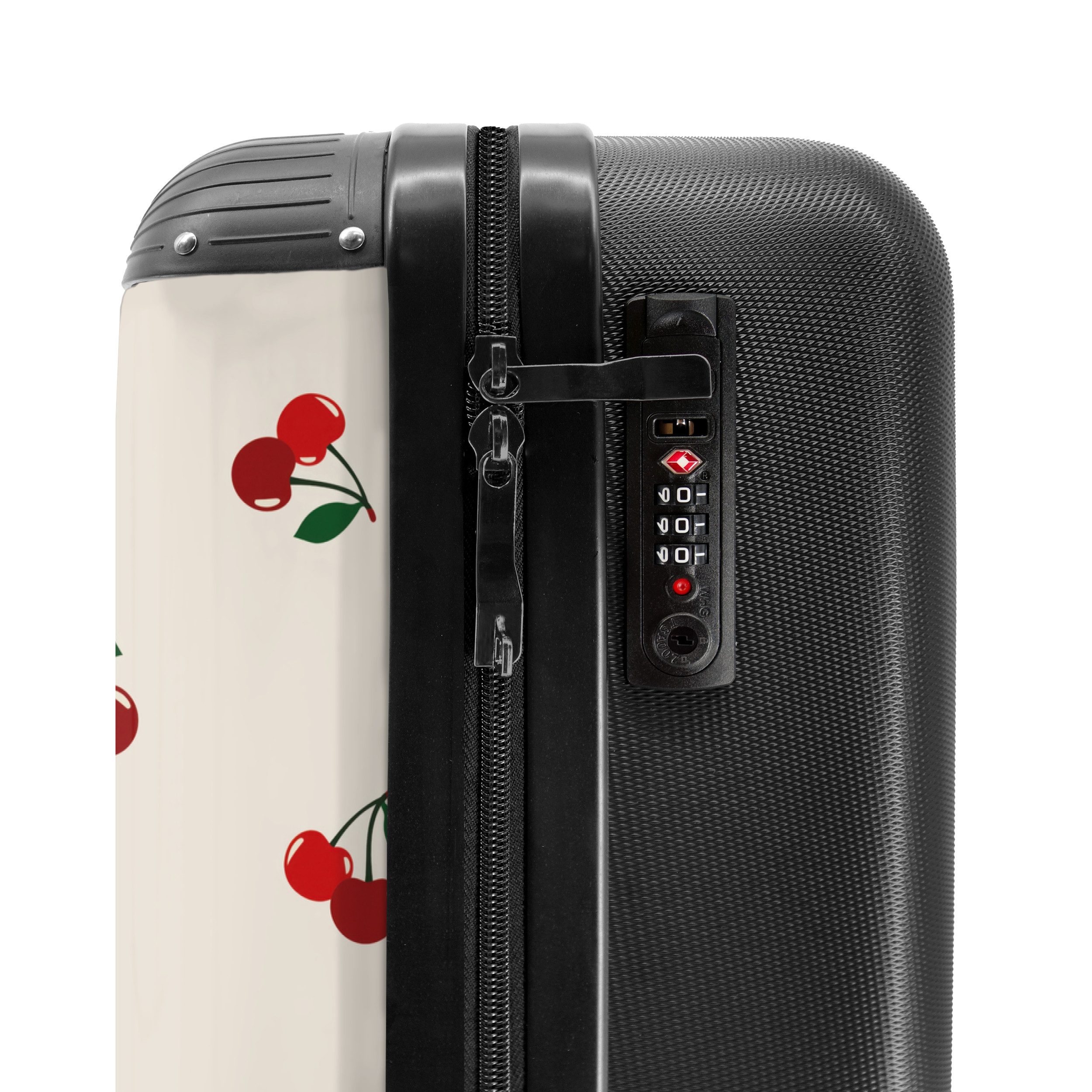 NoBoringSuitcases.com© Hartschalen-Trolley Beigefarbener Hintergrund mit Muster aus großen Kirschen 55x35x20cm, Reisetasche mit Rollen, Koffer Handgepäck Flugze – Bild 5 von 5