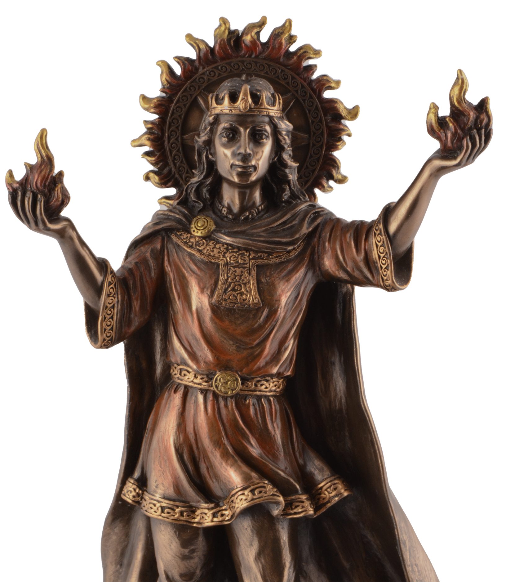 ca. von LxBxH: Veronese, und by Gmbh Vogler der Sonne Belenus des Gott - Hand keltischer Dekofigur direct 12x10x24cm Feuers bronziert,