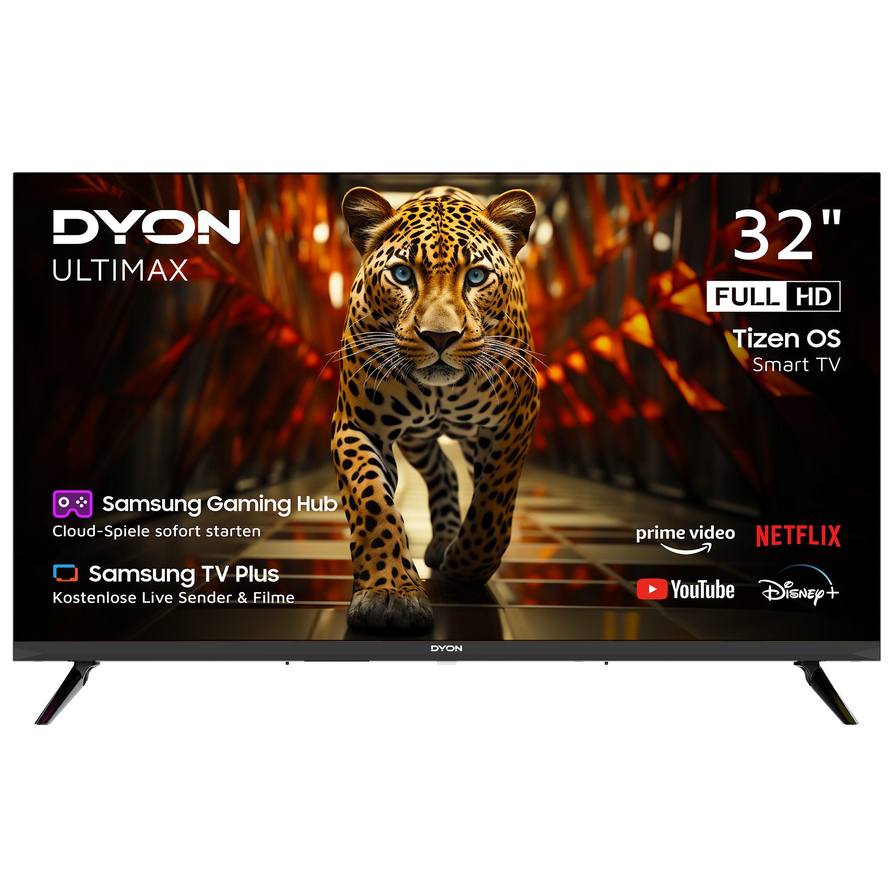 Dyon Ultimax 32F-TI LED-Fernseher (80 cm/32 Zoll, Full HD, Smart-TV, 32" Ultimax Full HD Smart TV, Tizen OS, Gaming Hub, Triple-Tuner)
