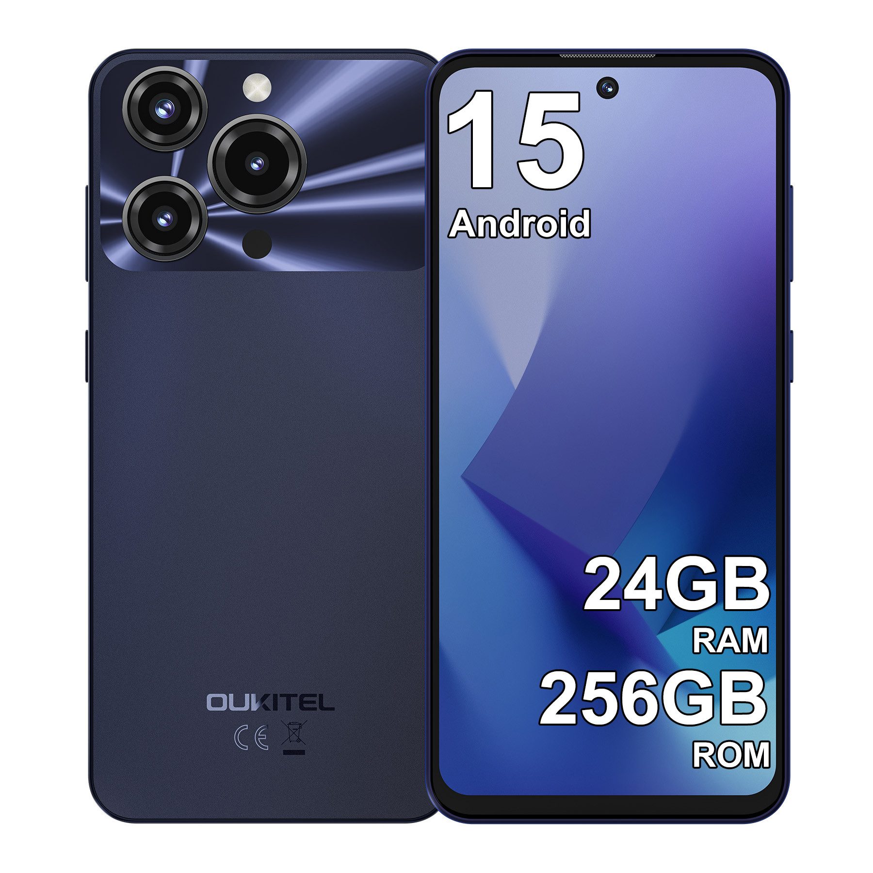 OUKITEL C69 24GB RAM+256GB ROM oder 512GB ROM/TF 1TB, Android 15 Smartphone (18,28 cm/7.2 Zoll, 256 GB Speicherplatz, 64 MP Kamera, 7,2" HD+ 120Hz, 64MP+8MP, 6000mAh, Dual SIM/ OTG/ GPS/ NFC)