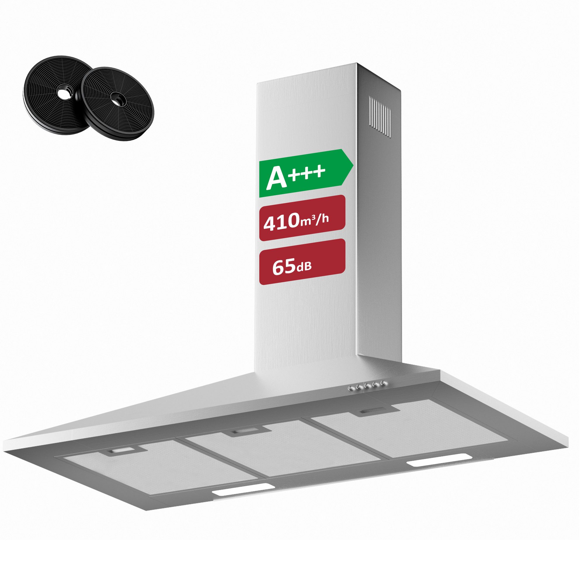 Levivo Wandhaube A+++ 410 m³/h Dunstabzugshaube 60cm und 90cm Umluft & Abluft A+++ 410 m³/h Dunstabzugshaube 60cm und 90cm Umluft & Abluft, Aktivkohlefiltern, Fettfiltern, LED-Beleuchtung