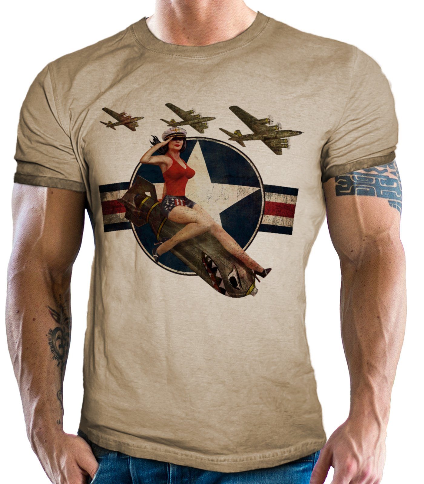 für GASOLINE Bomber BANDIT® US Pinup Air T-Shirt Fans: Army Force