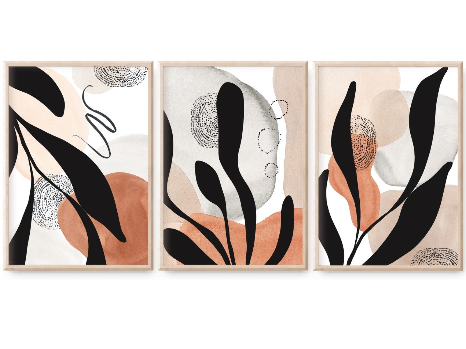 homestyle-accessoires Poster Bilderset ABSTRAKTE KUNST RETRO 3er SET DIN A4 ODER DIN A3 Prints, - OHNE BILDERRAHMEN - Sorgfältige & sichere Verpackung