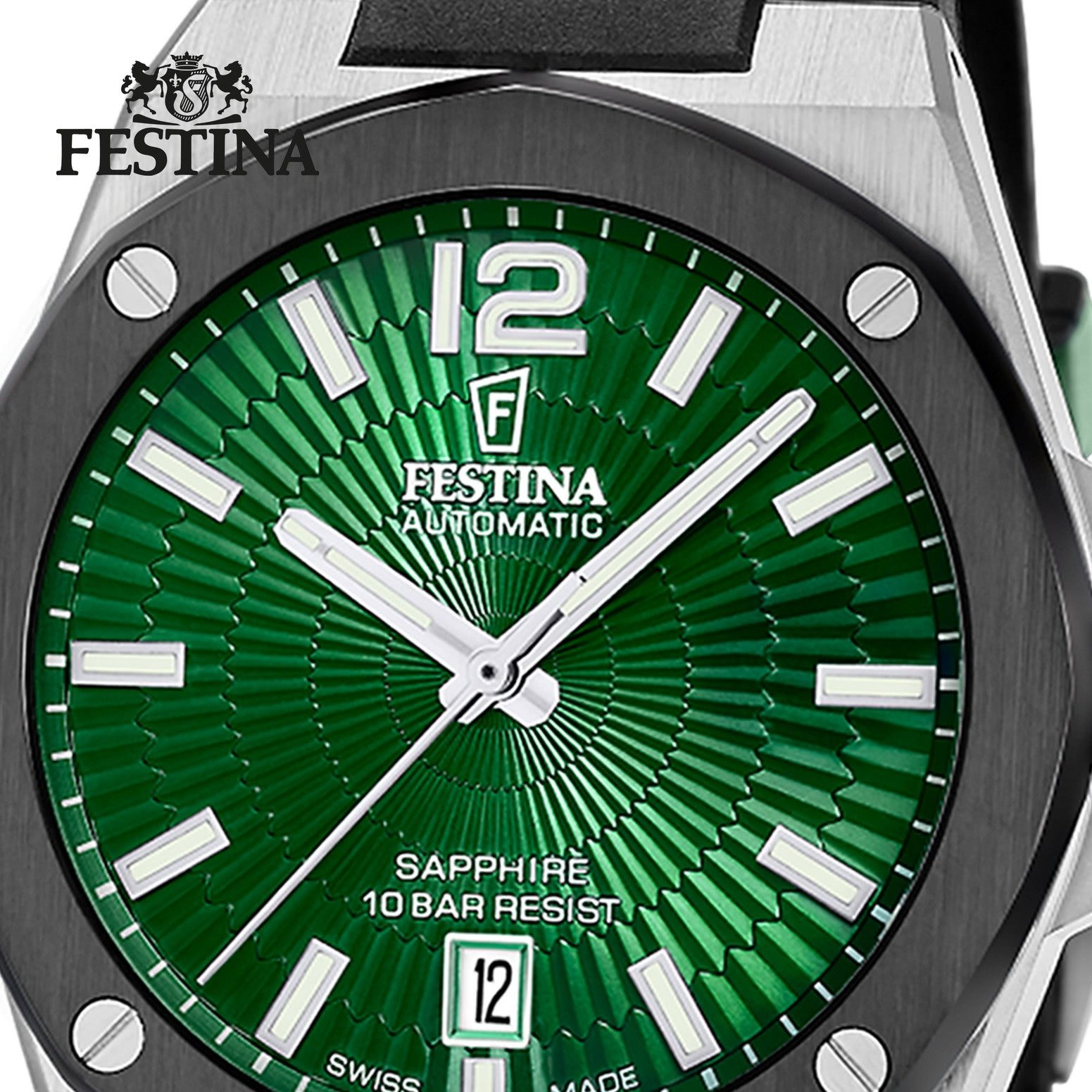 Festina Automatikuhr Festina Herrenuhr Automatik Armbanduhr, (Analoguhr), Herren Armbanduhr rund, Lederarmband schwarz, Luxus