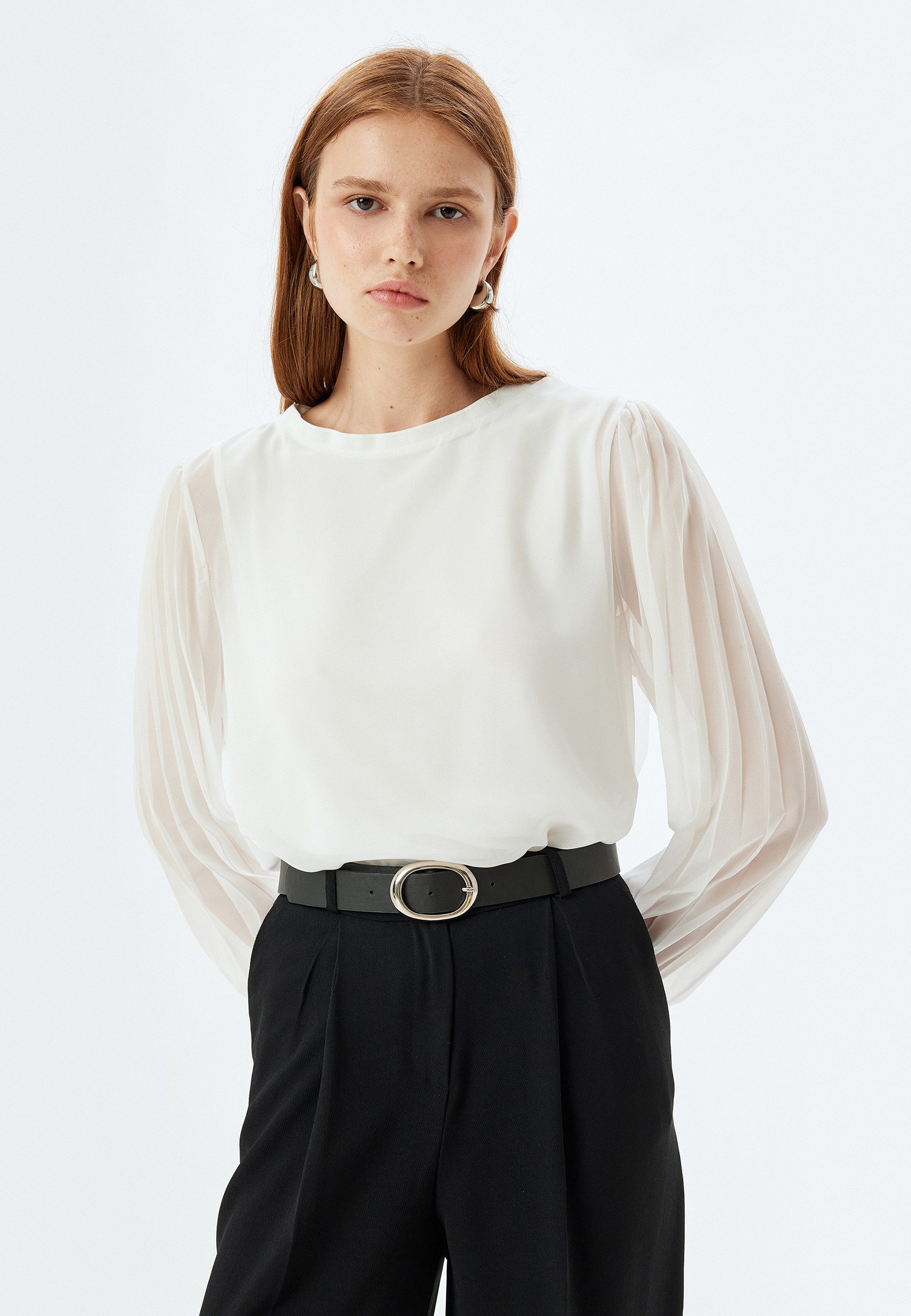 Koton Langarmbluse Langärmelig Rundhalsausschnitt