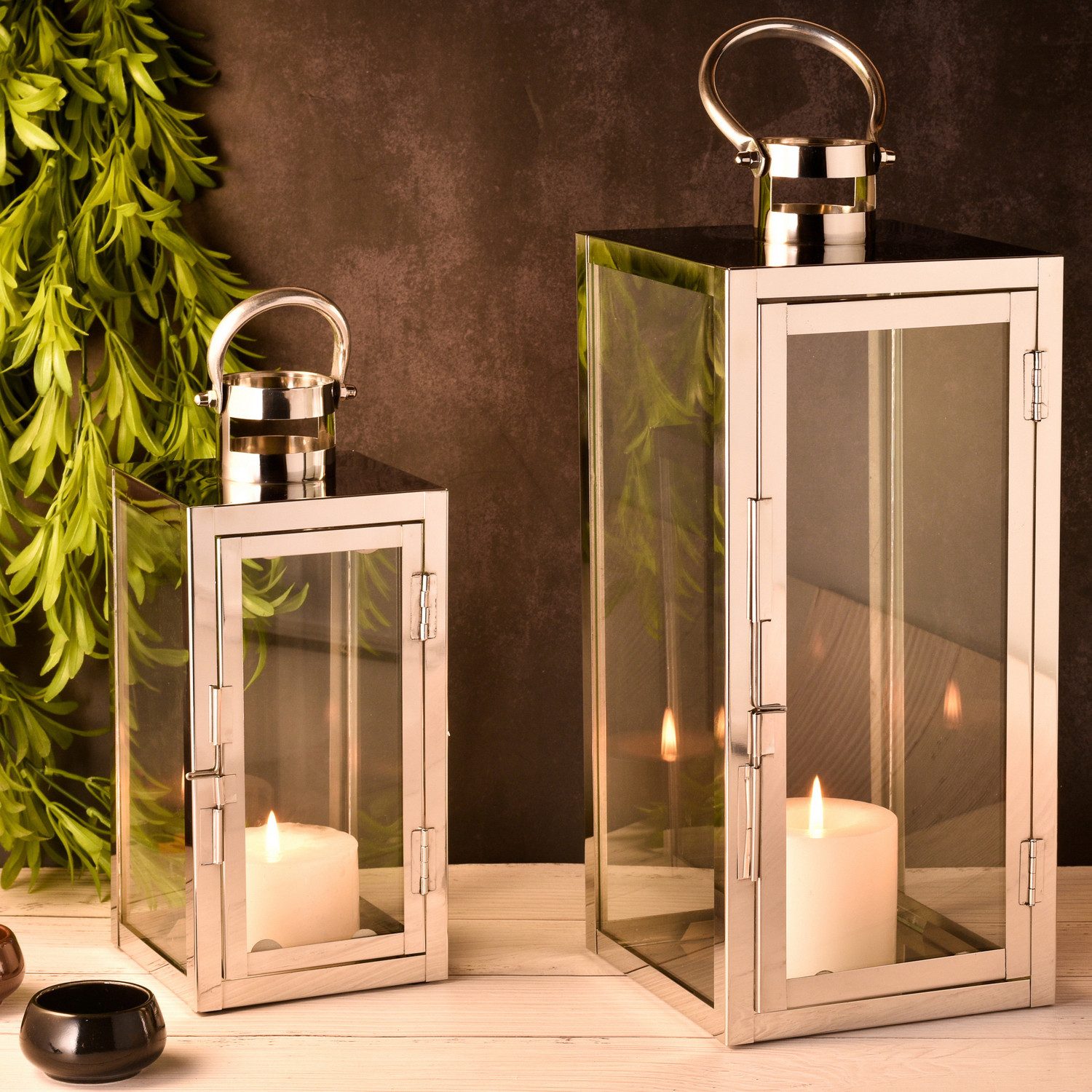 Marrakesch Orient & Mediterran Interior Teelichthalter 2er Set Skandi Design Balkon Windlicht Gartenlaterne Marra Silber, Handarbeit