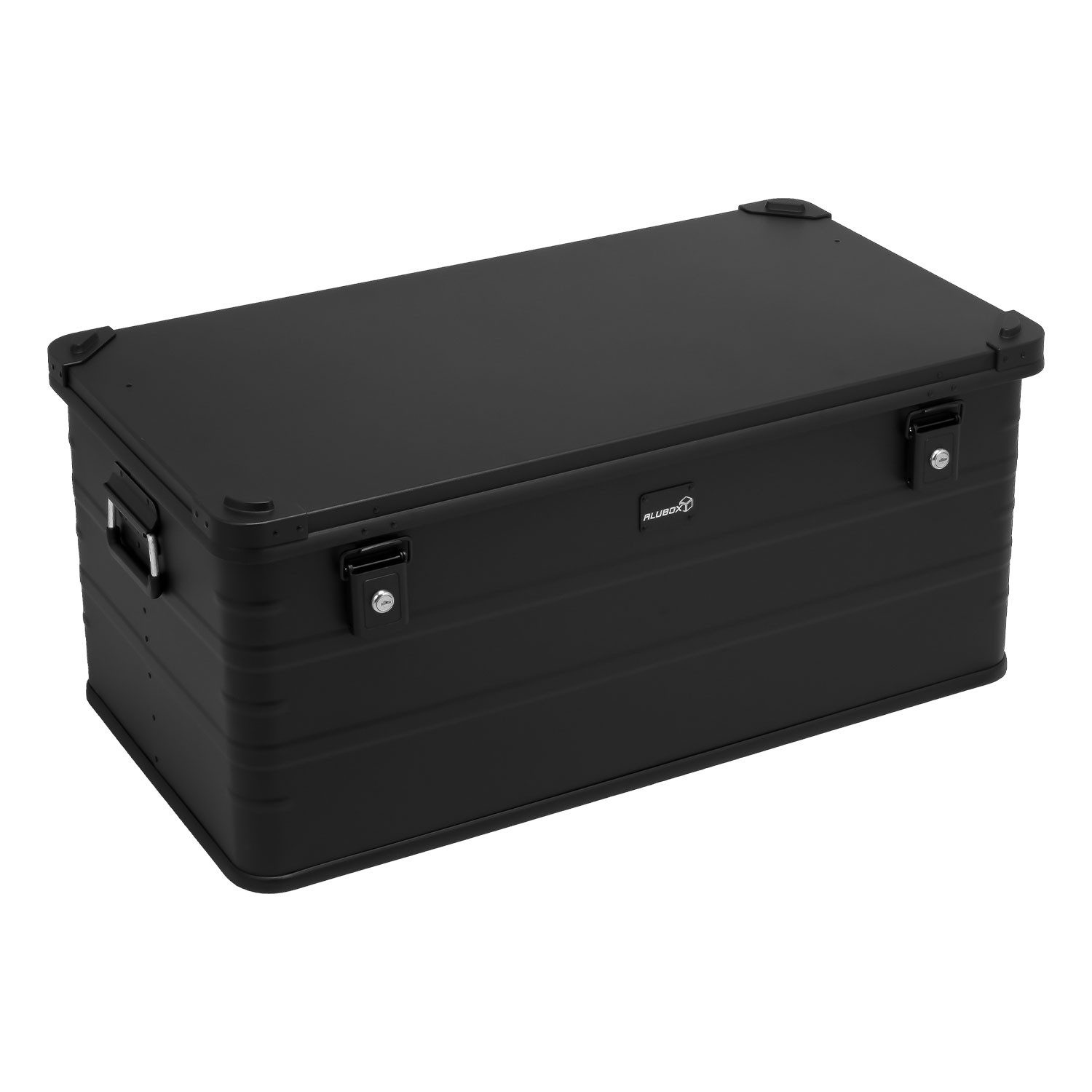 ALUBOX Aufbewahrungsbox Premium E141 Transportbox matt schwarz (140 Liter), Gummidichtung im Deckel - 1 mm Blech - pulverbeschichtet