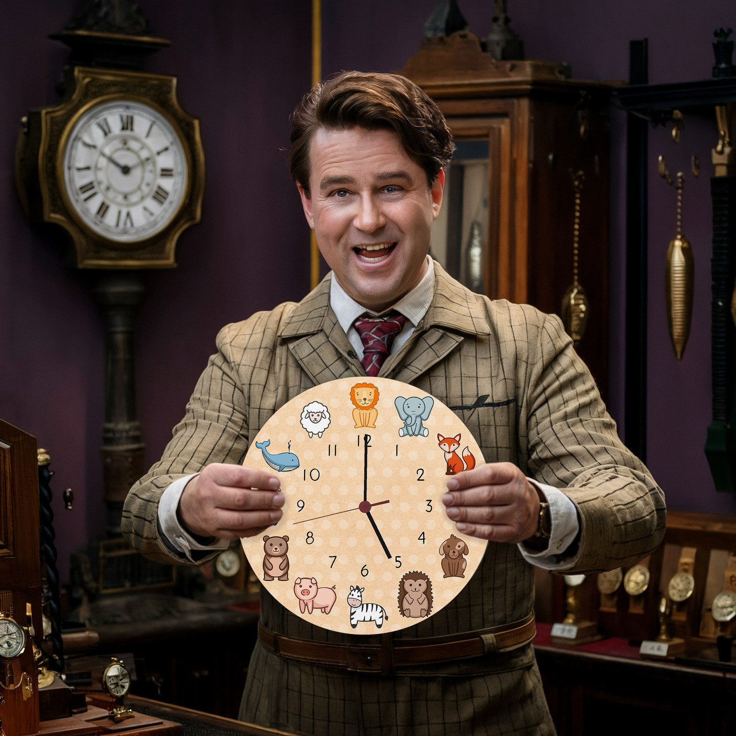 speecheese Wanduhr Kinderuhr mit süßen Tieren Wanduhr aus Alu günstig online kaufen