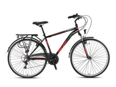 LUCHS Trekkingrad Premium 28 Zoll Fahrrad, Herrenfahrrad, Jungenfahrrad Cityrad, 21 Gang SHIMANO, Kettenschaltung, 48er Rahmen, Gepäckträger – StVZO-Zulassung