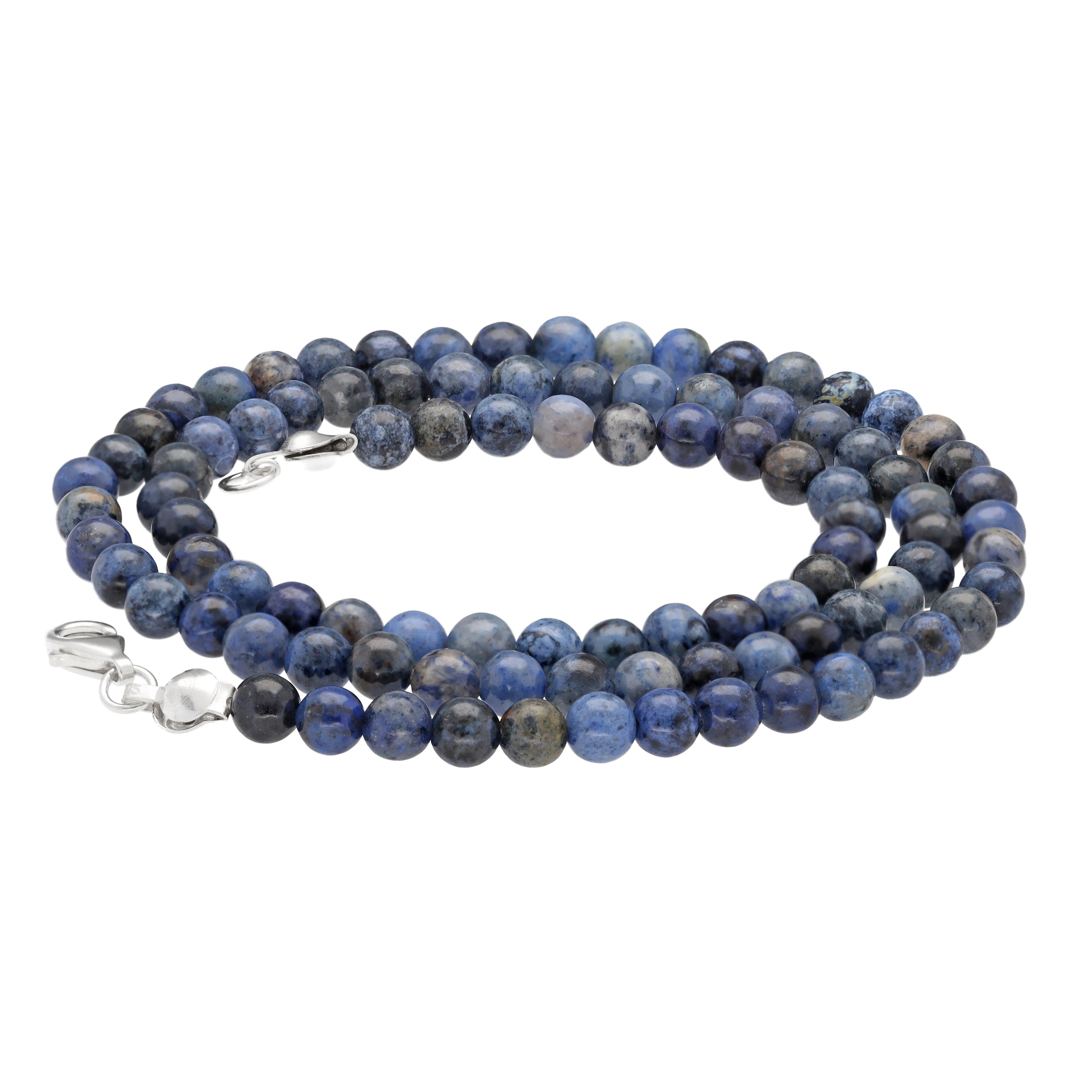 Lebensquelle Plus Kette ohne Anhänger Edelstein Kugelkette + 925 Silber Verschluss, Ø 4mm Kugeln 45cm lang