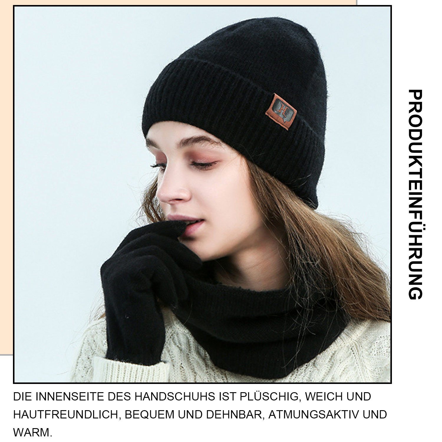 Mütze Schal Handschuhe & MAGICSHE Mützen-Sets Schal schwarz Set