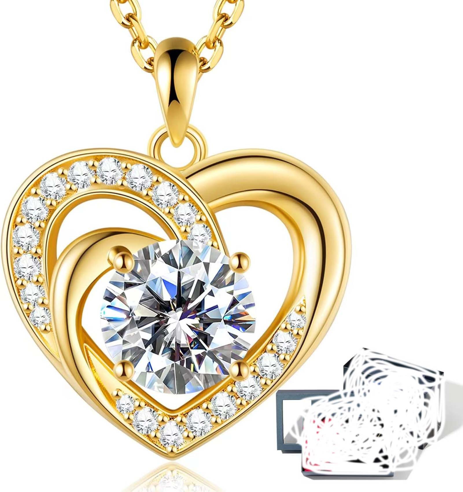 Kette mit Anhänger 1ct, D VS1 3ex Halskette damen,Diamond,brautkleider damen