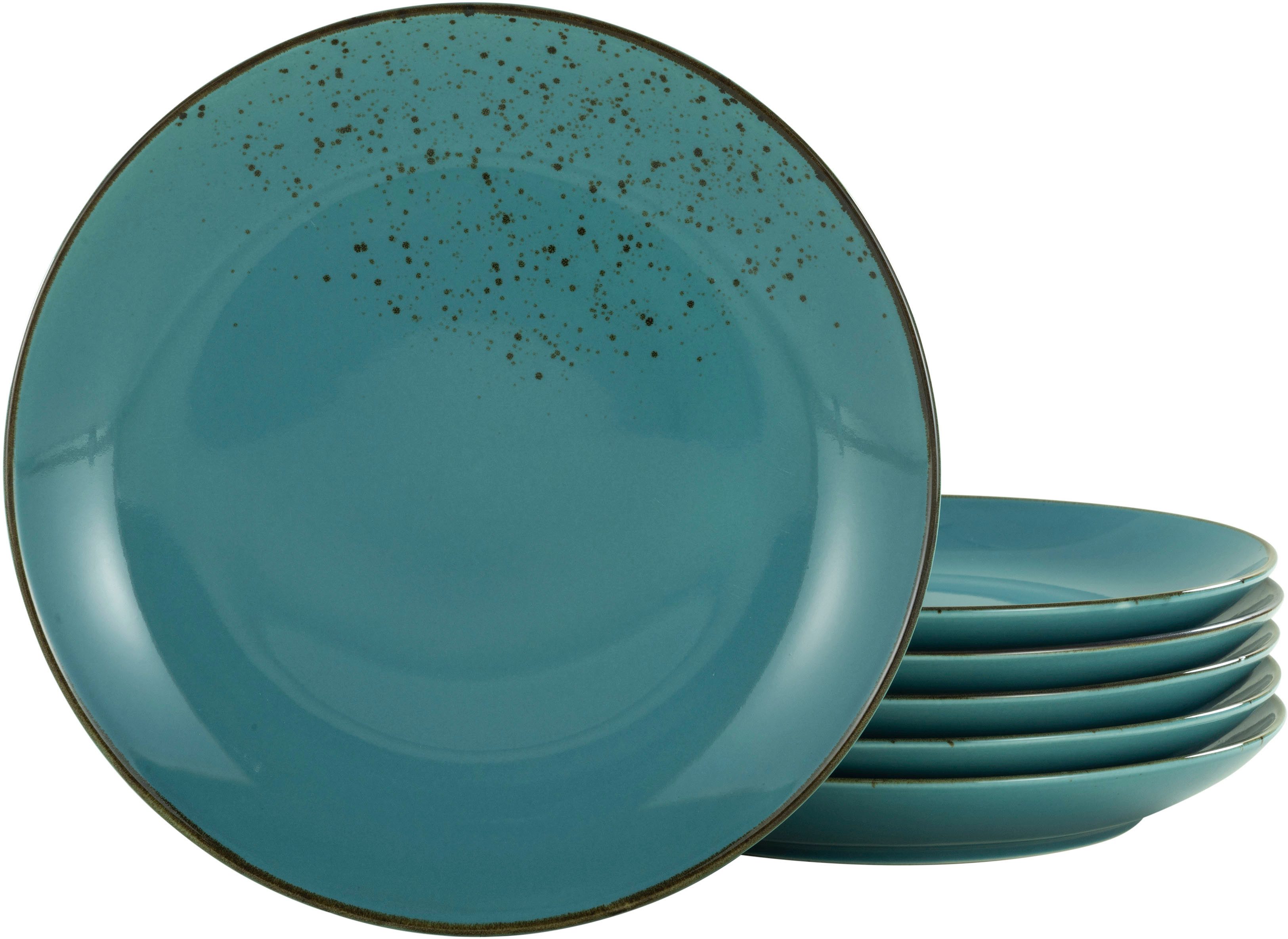 CreaTable Dessertteller Essteller NATURE COLLECTION, (6 St), Teller Set für 6 Personen, Ø 21 cm, Steinzeug